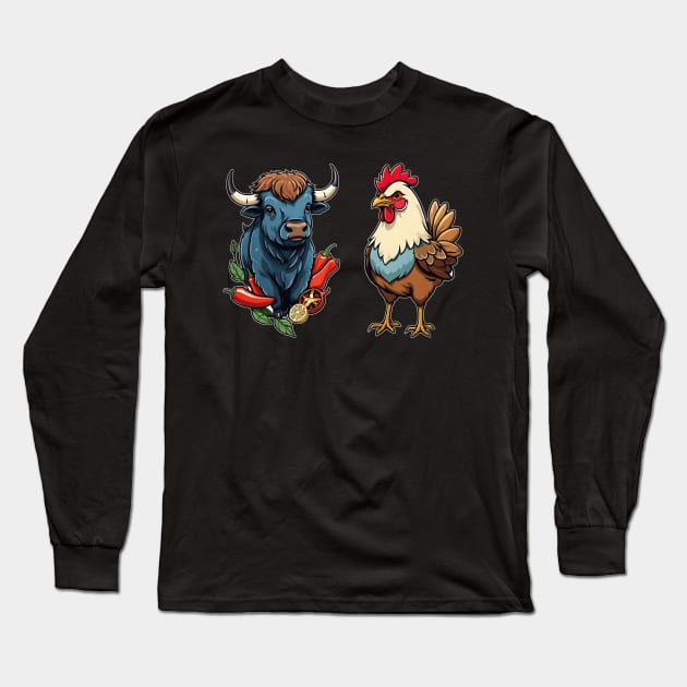 Spicy Buffalo Chicken Long Sleeve T-Shirt by Grave Digs